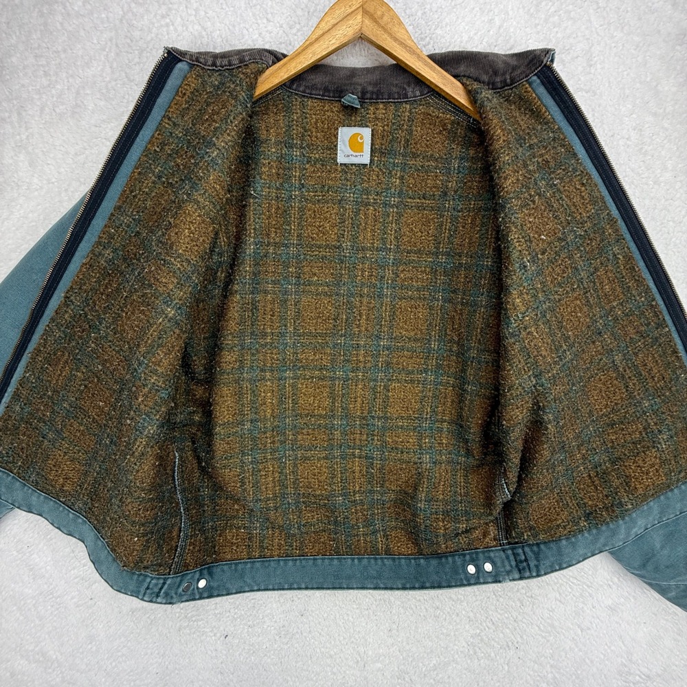 Vintage Carhartt Detroit Jacket Blanket Lined Mens Large J43 HTG Hunter Green - Picture 4 of 16